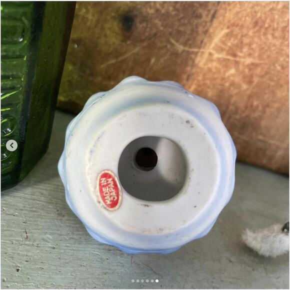 Vintage Bisque Porcelain Pixie Fairy in Blue Flower Figurine Japan - Picture 6 of 6